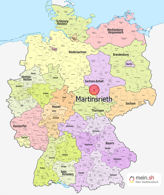 Deutschlandkarte mit Martinsrieth