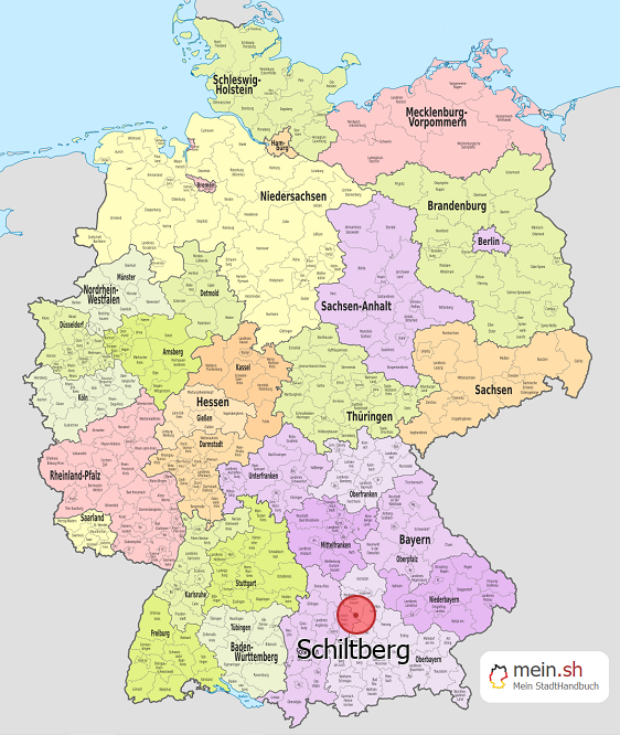 Deutschlandkarte mit Schiltberg