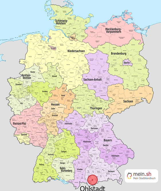 Deutschlandkarte mit Ohlstadt
