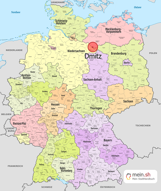 Deutschlandkarte mit Dmitz