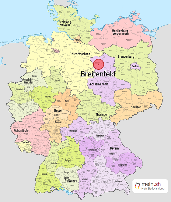 Deutschlandkarte mit Breitenfeld