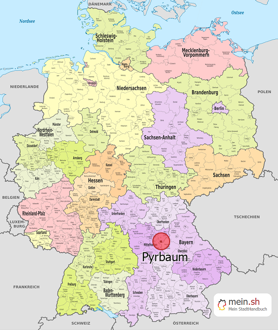 Deutschlandkarte mit Pyrbaum