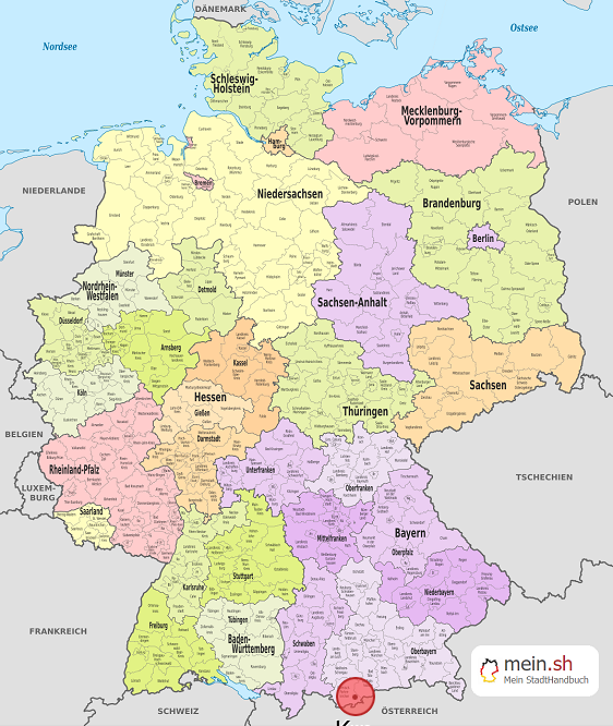 Deutschlandkarte mit Krn