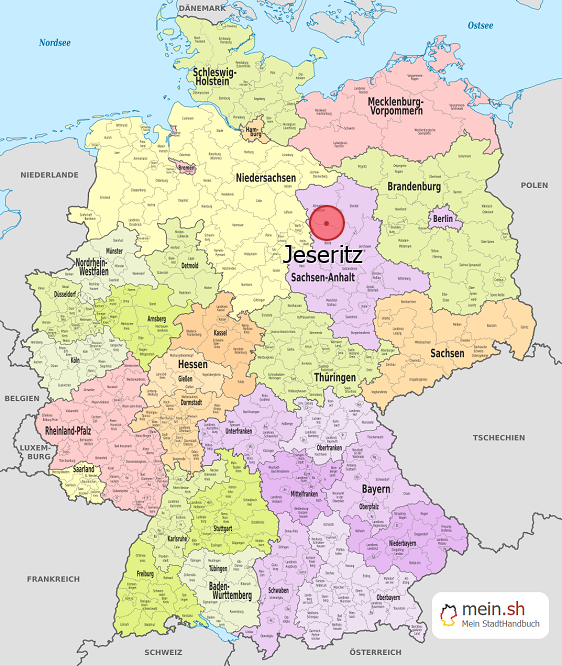 Deutschlandkarte mit Jeseritz