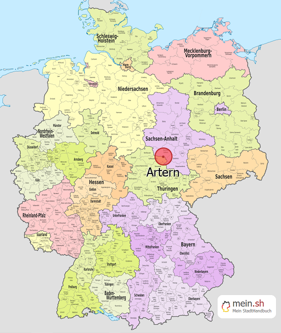 Deutschlandkarte mit Artern