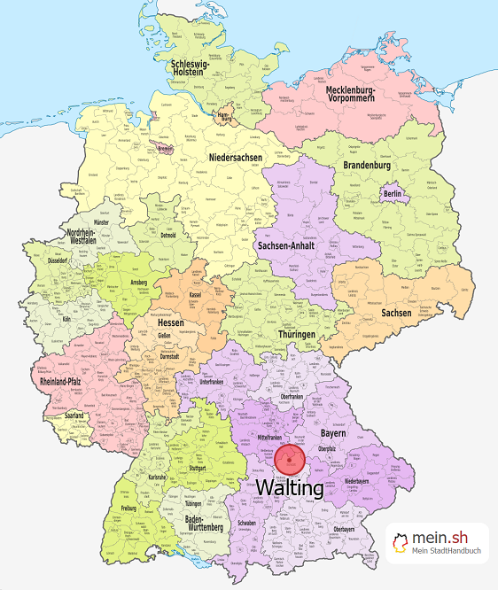 Deutschlandkarte mit Walting