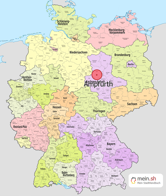 Deutschlandkarte mit Ampfurth