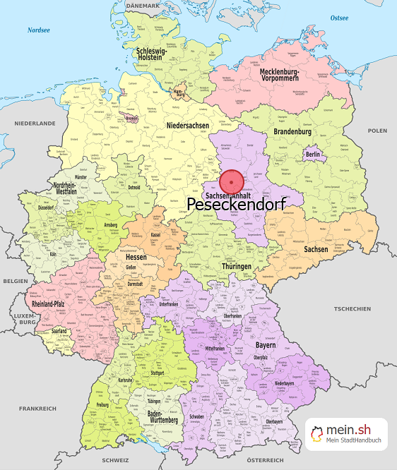Deutschlandkarte mit Peseckendorf
