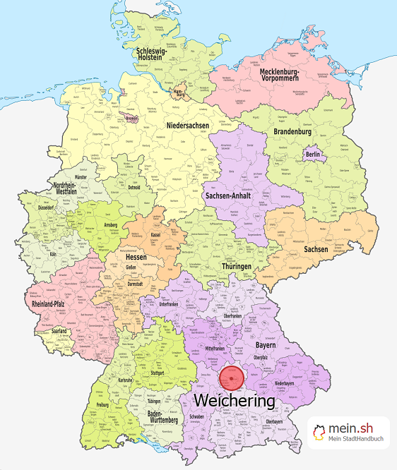 Deutschlandkarte mit Weichering