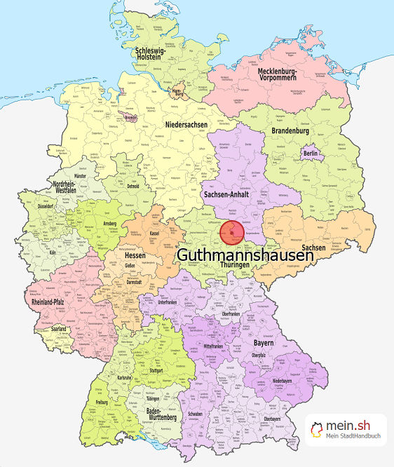 Deutschlandkarte mit Guthmannshausen