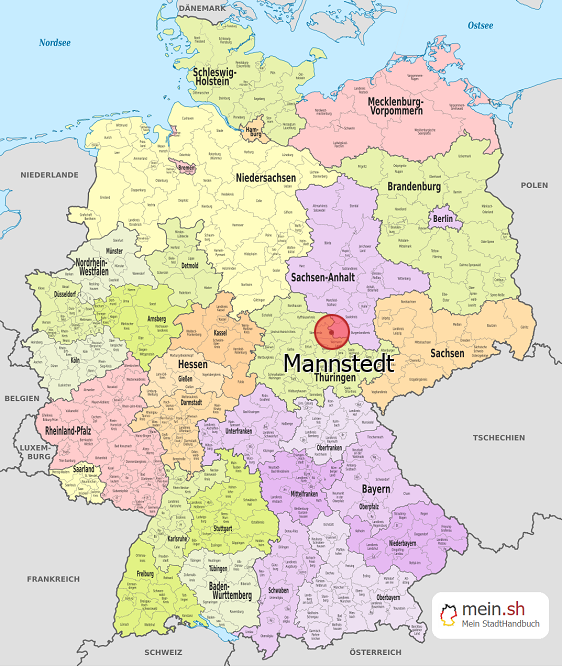 Deutschlandkarte mit Mannstedt