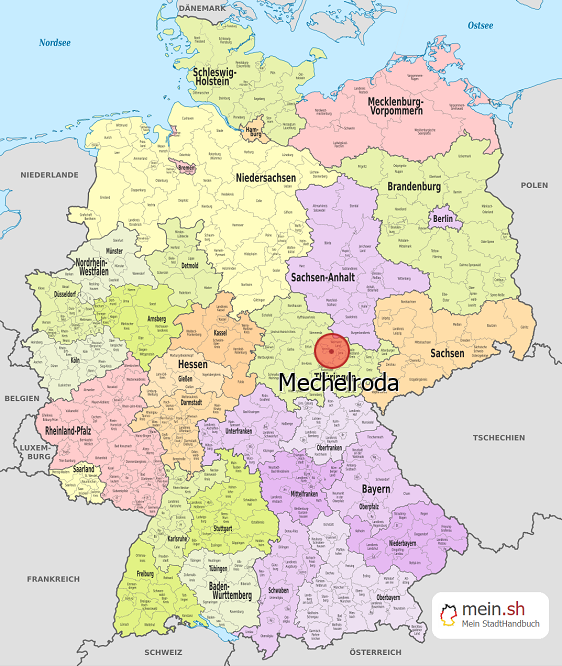 Deutschlandkarte mit Mechelroda