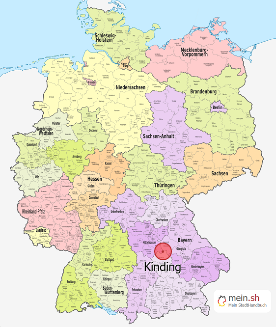 Deutschlandkarte mit Kinding