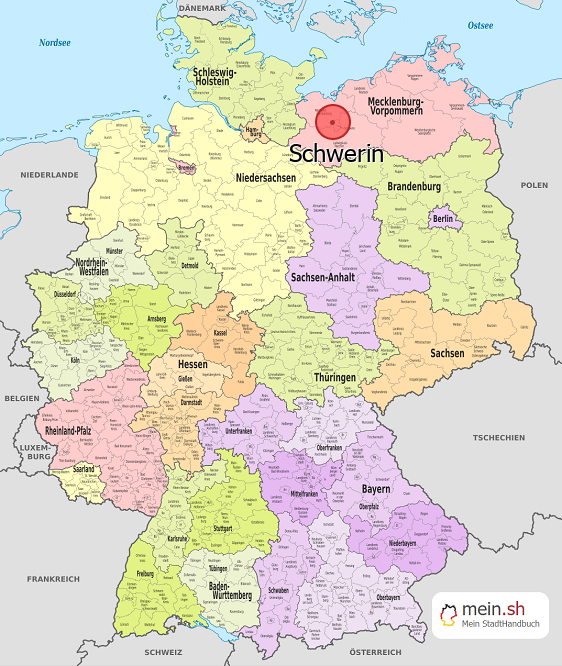 Deutschlandkarte mit Schwerin
