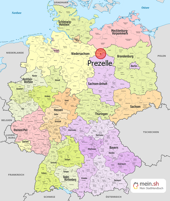 Deutschlandkarte mit Prezelle