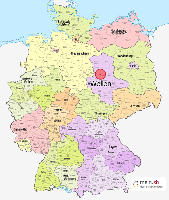 Deutschlandkarte mit Wellen