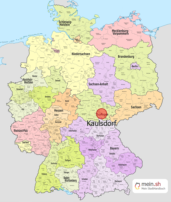 Deutschlandkarte mit Kaulsdorf