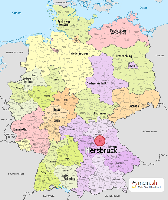 Deutschlandkarte mit Hersbruck