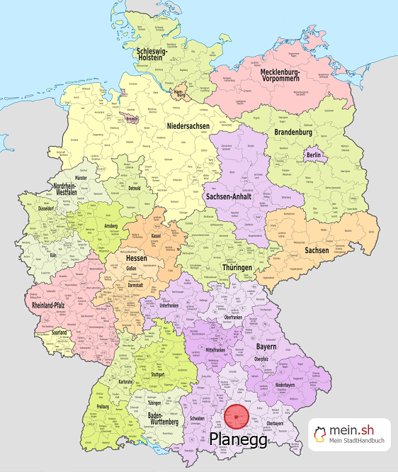Deutschlandkarte mit Planegg