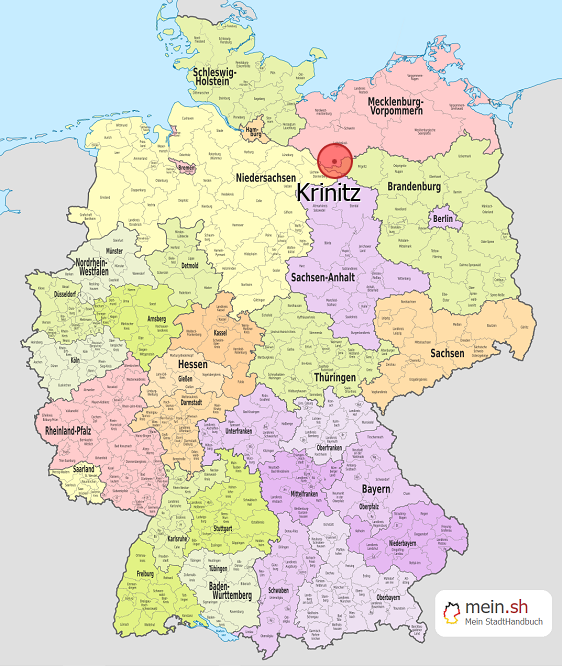 Deutschlandkarte mit Krinitz