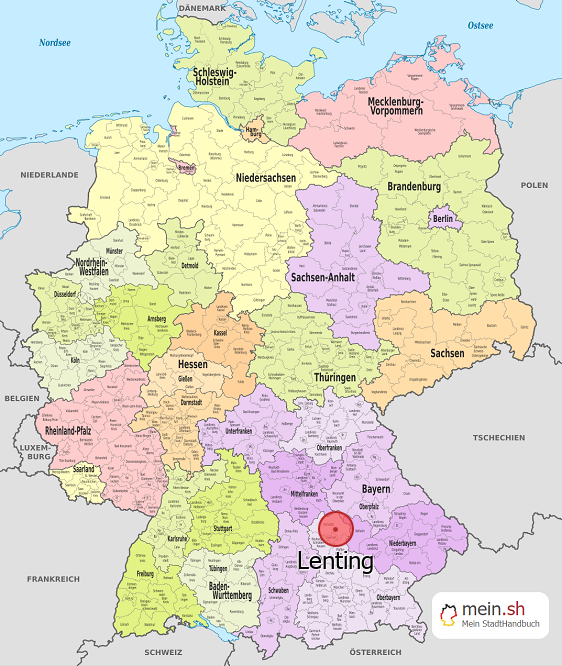 Deutschlandkarte mit Lenting
