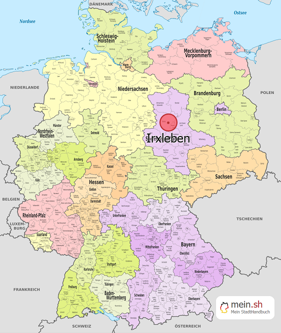 Deutschlandkarte mit Irxleben