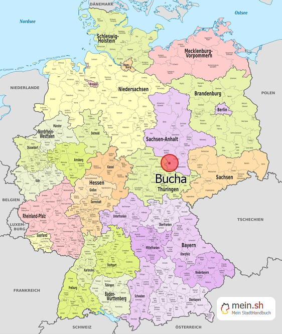 Deutschlandkarte mit Bucha