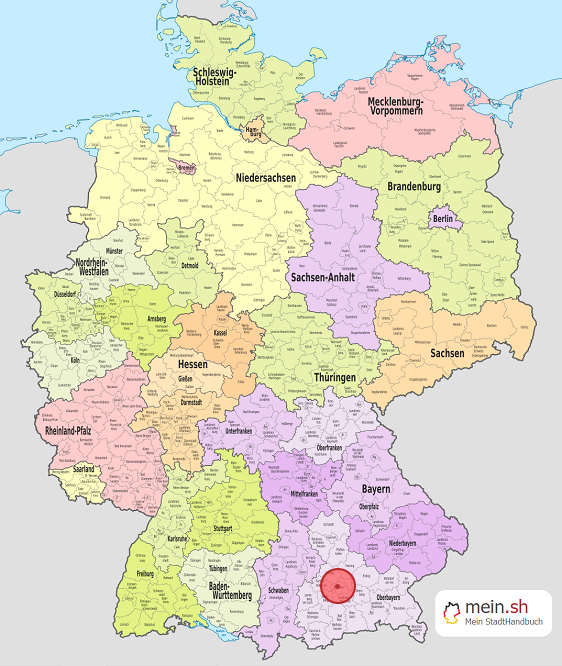 Deutschlandkarte mit M?nchen