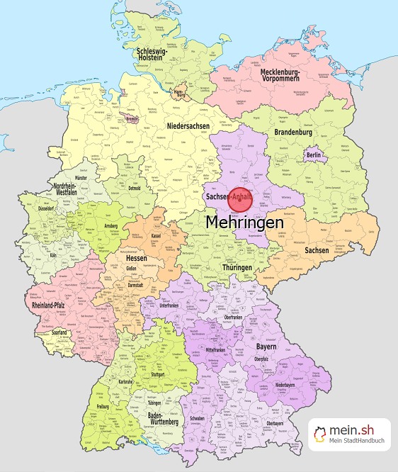 Deutschlandkarte mit Mehringen