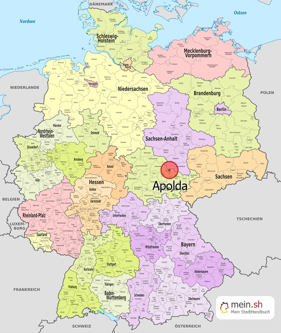 Deutschlandkarte mit Apolda