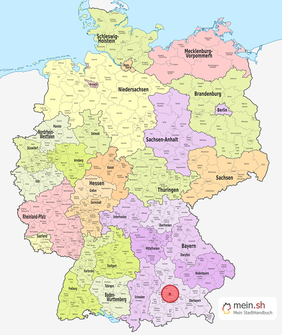 Deutschlandkarte mit M?nchen