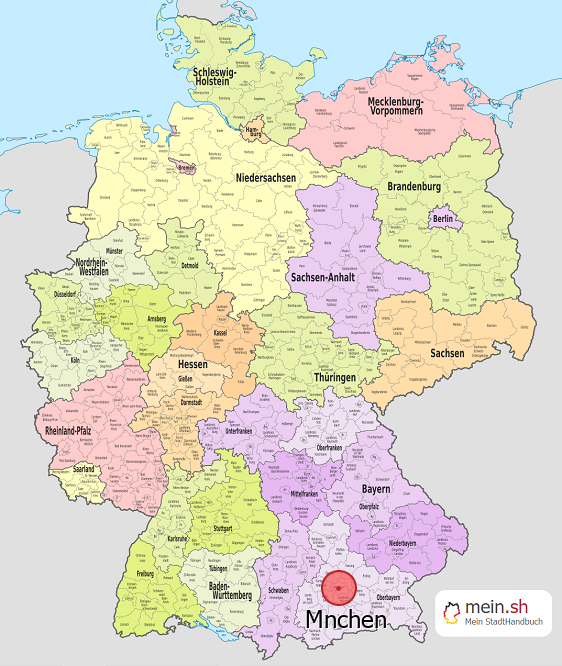 Deutschlandkarte mit Mnchen
