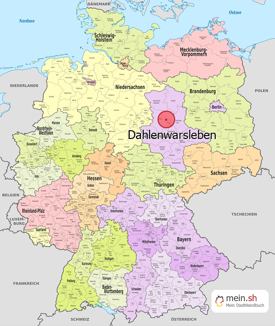 Deutschlandkarte mit Dahlenwarsleben