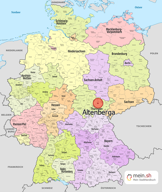 Deutschlandkarte mit Altenberga