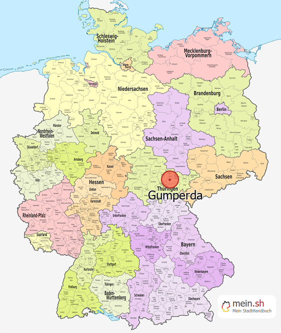 Deutschlandkarte mit Gumperda