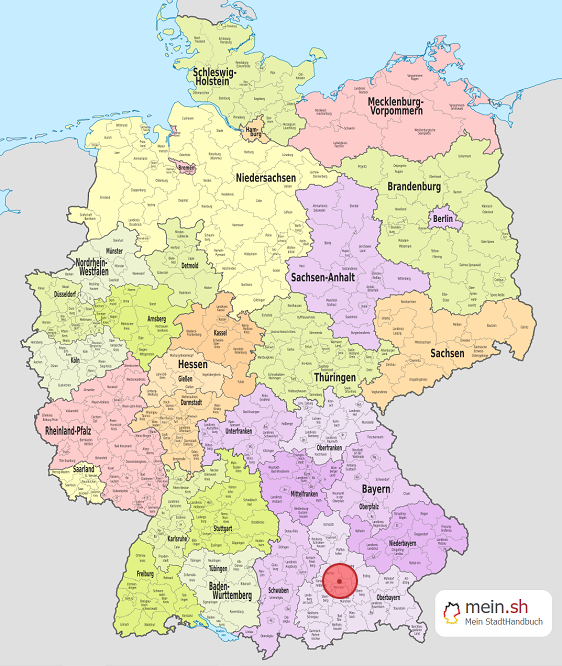 Deutschlandkarte mit M?nchen