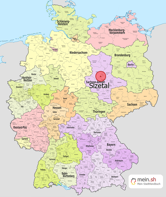 Deutschlandkarte mit Slzetal