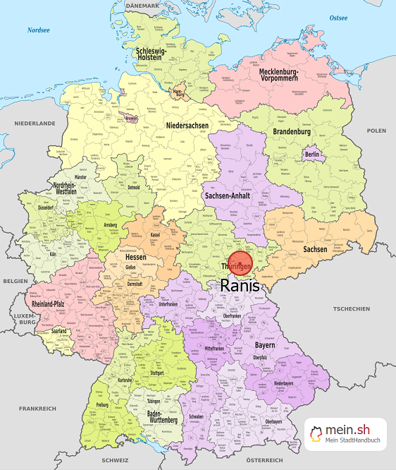 Deutschlandkarte mit Ranis