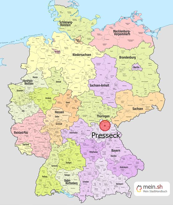 Deutschlandkarte mit Presseck