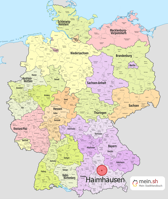 Deutschlandkarte mit Haimhausen