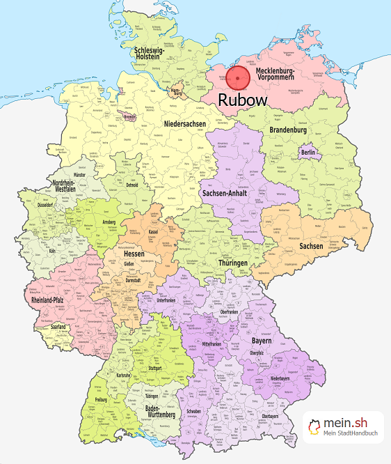 Deutschlandkarte mit Rubow