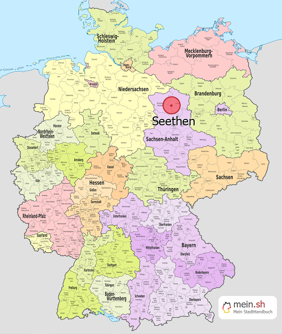 Deutschlandkarte mit Seethen