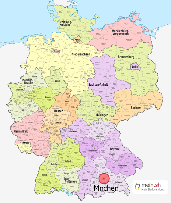 Deutschlandkarte mit Mnchen