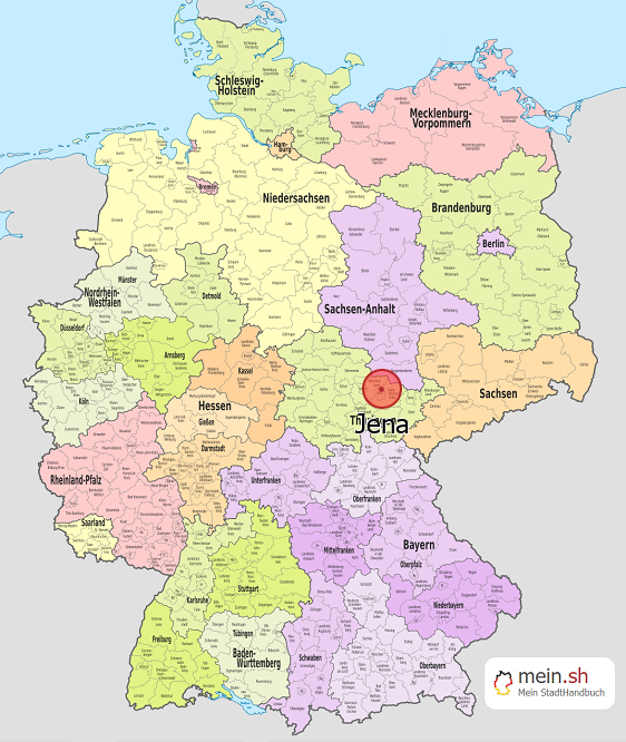 Deutschlandkarte mit Jena