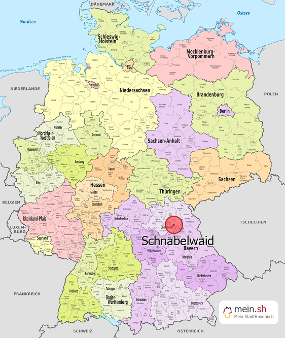 Deutschlandkarte mit Schnabelwaid