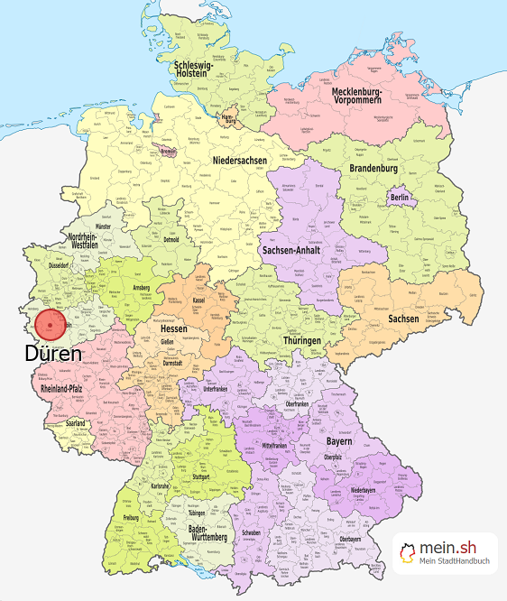 Deutschlandkarte mit Düren