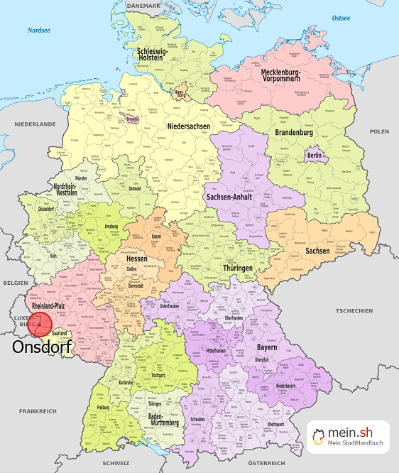 Deutschlandkarte mit Onsdorf