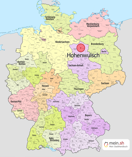 Deutschlandkarte mit Hohenwulsch