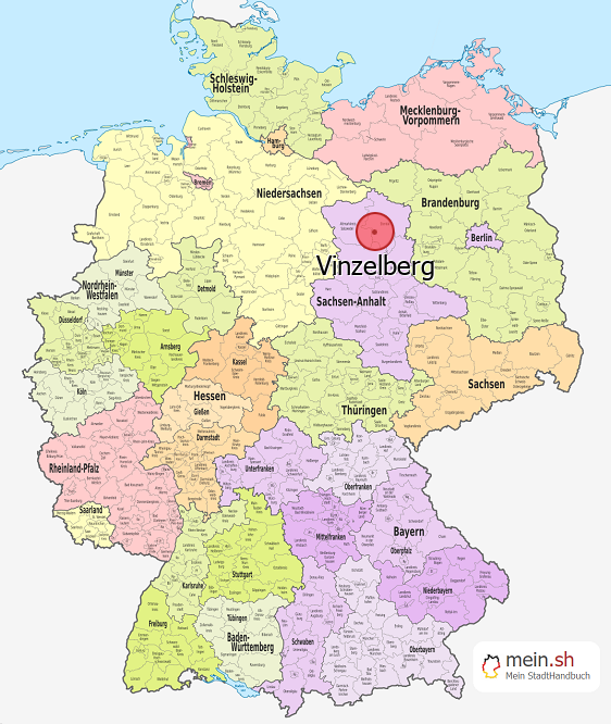 Deutschlandkarte mit Vinzelberg