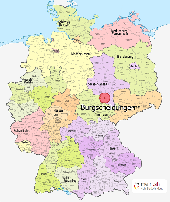 Deutschlandkarte mit Burgscheidungen